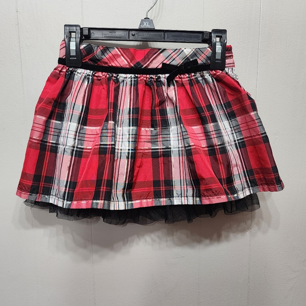 Sonoma Skirt Size 4 Plaid Red Black Girl's Short‎ C248